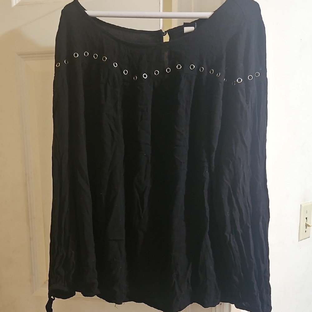 Chic Black Blouse with Eyelet Accents